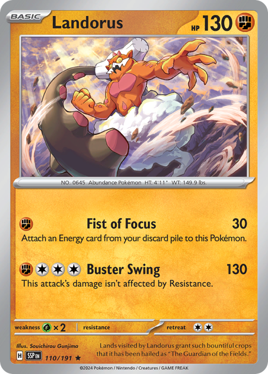 Pokémonkaart Landorus nummer 110/191 uit de set Surging Sparks (Scarlet & Violet)