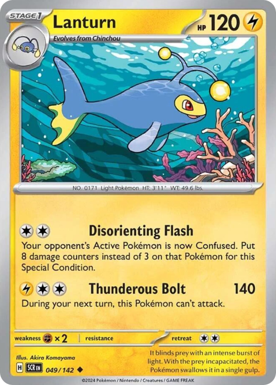 Pokémonkaart Lanturn nummer 49/142 uit de set Stellar Crown (Scarlet & Violet)