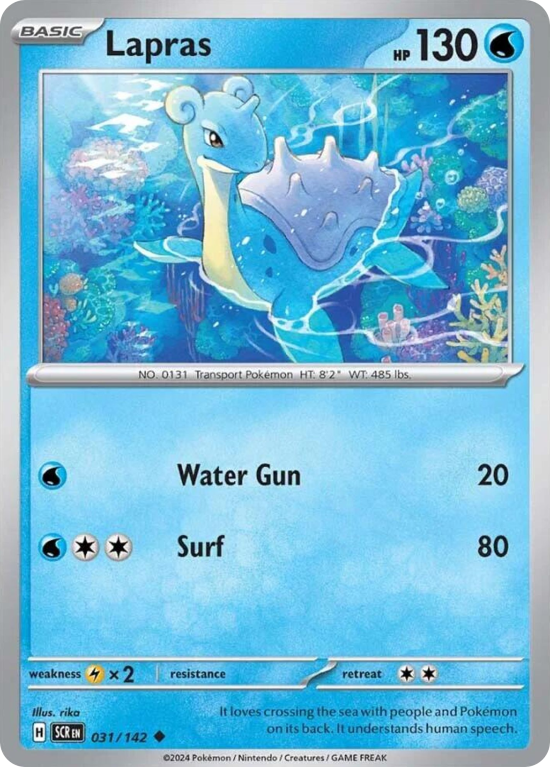 Pokémonkaart Lapras nummer 31/142 uit de set Stellar Crown (Scarlet & Violet)