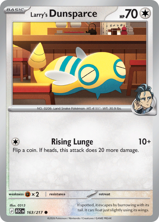 Pokémonkaart Larry's Dunsparce nummer 163/217 uit de set Ascended Heroes (Mega Evolution)