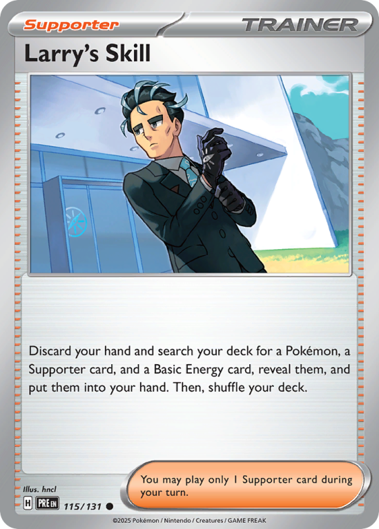 Pokémonkaart Larry's Skill nummer 115/131 uit de set Prismatic Evolutions (Scarlet & Violet)