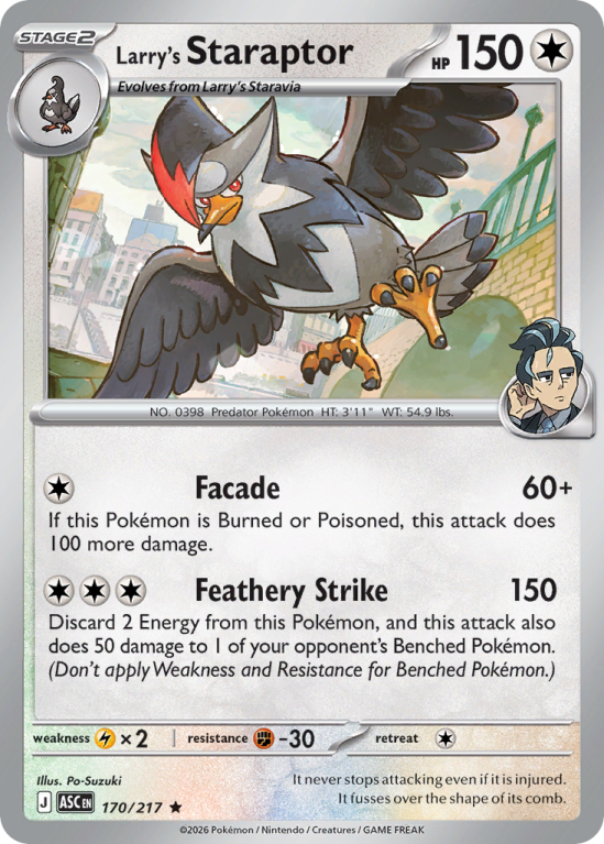 Pokémonkaart Larry's Staraptor nummer 170/217 uit de set Ascended Heroes (Mega Evolution)