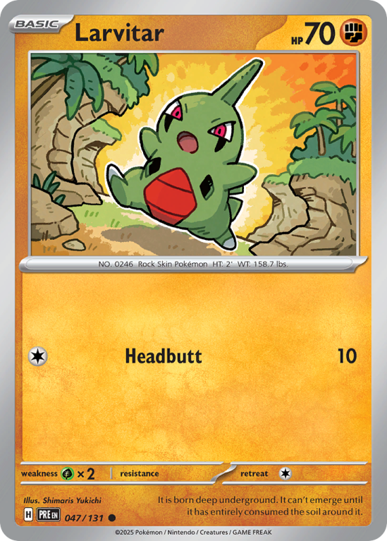 Pokémonkaart Larvitar nummer 47/131 uit de set Prismatic Evolutions (Scarlet & Violet)