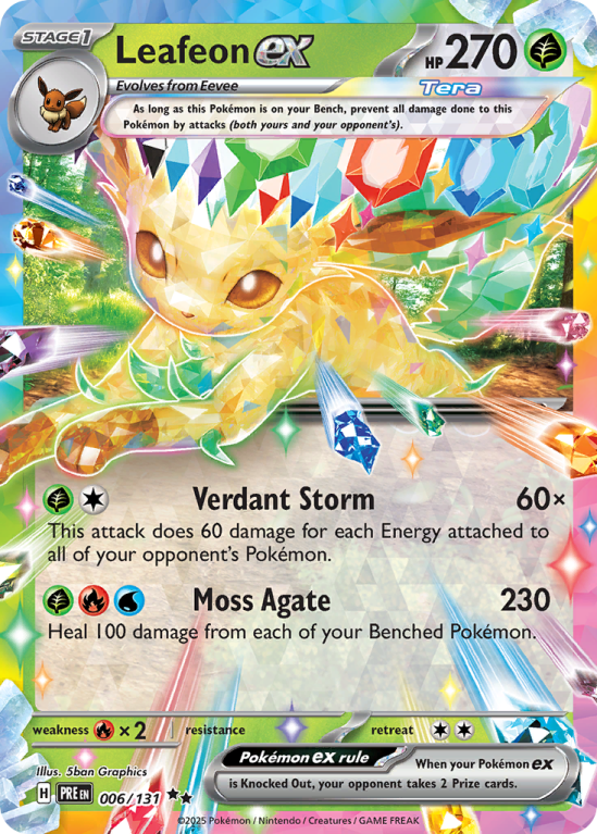 Pokémonkaart Leafeon ex nummer 6/131 uit de set Prismatic Evolutions (Scarlet & Violet)