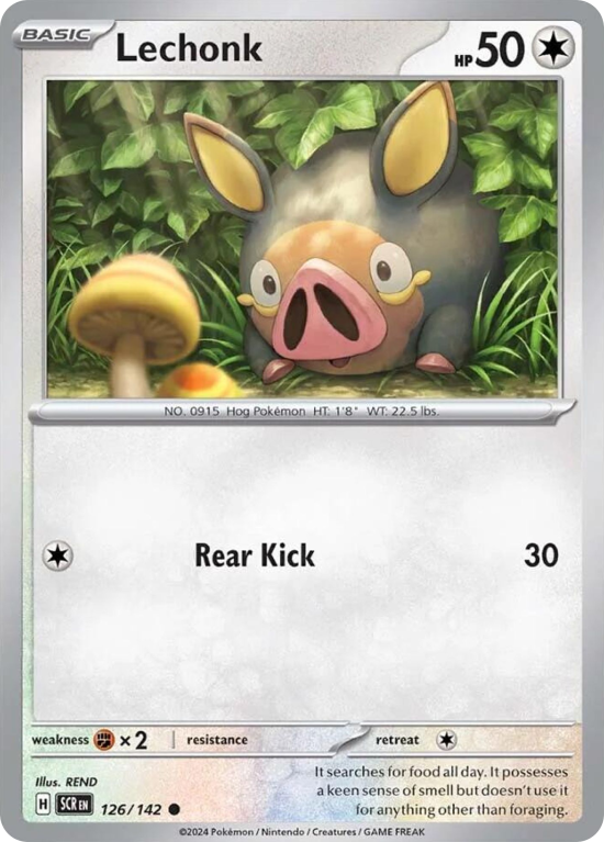 Pokémonkaart Lechonk nummer 126/142 uit de set Stellar Crown (Scarlet & Violet)