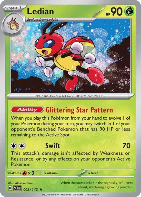 Pokémonkaart Ledian nummer 3/142 uit de set Stellar Crown (Scarlet & Violet)