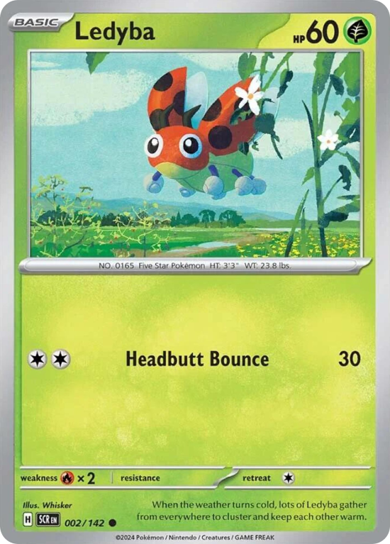 Pokémonkaart Ledyba nummer 2/142 uit de set Stellar Crown (Scarlet & Violet)