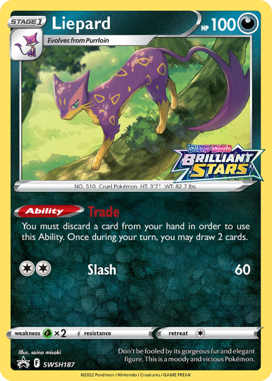 Pokémonkaart Liepard nummer SWSH187/103 uit de set SWSH Black Star Promos (Sword & Shield)