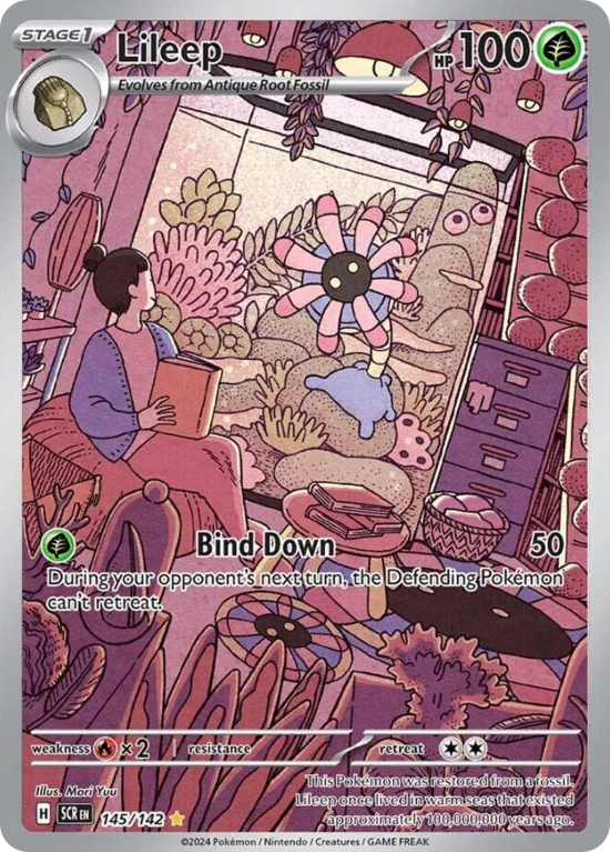 Pokémonkaart Lileep nummer 145/142 uit de set Stellar Crown (Scarlet & Violet)