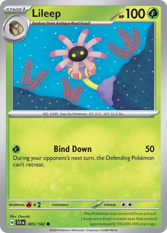 Pokémonkaart Lileep nummer 5/142 uit de set Stellar Crown (Scarlet & Violet)