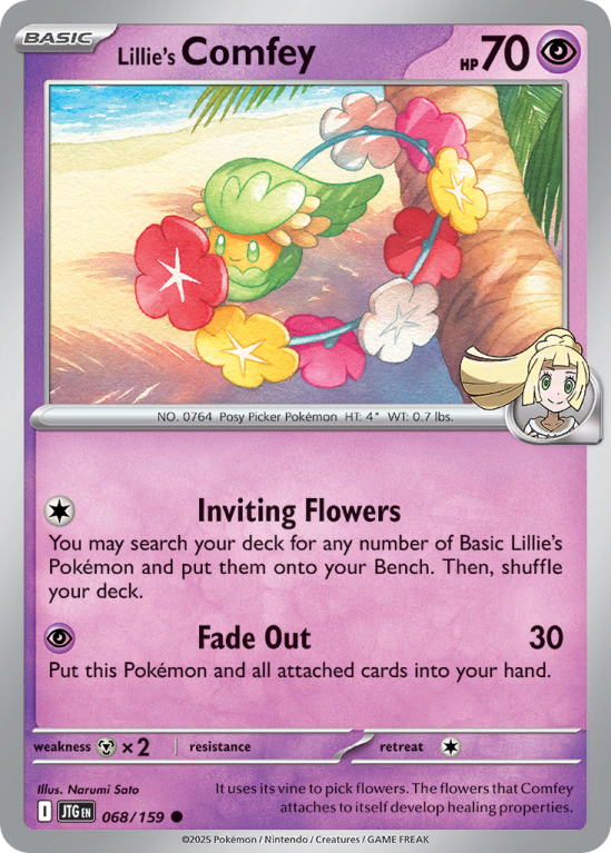 Pokémonkaart Lillie's Comfey nummer 68/159 uit de set Journey Together (Scarlet & Violet)