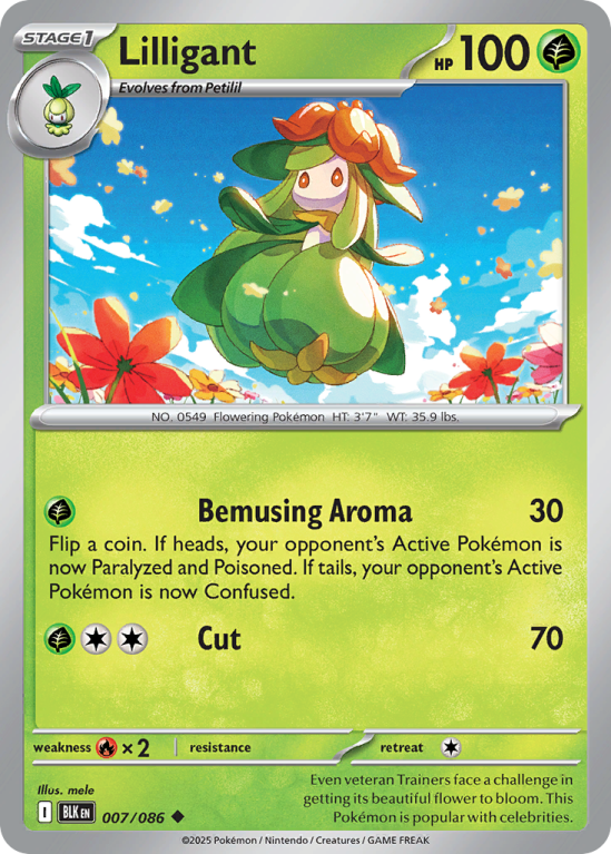 Pokémonkaart Lilligant nummer 7/86 uit de set Black Bolt (Scarlet & Violet)