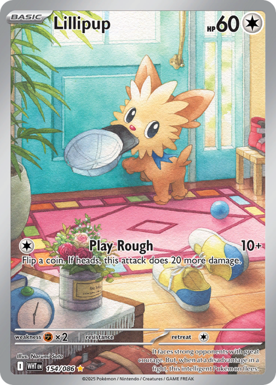 Pokémonkaart Lillipup nummer 154/86 uit de set White Flare (Scarlet & Violet)