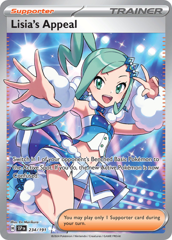 Pokémonkaart Lisia's Appeal nummer 234/191 uit de set Surging Sparks (Scarlet & Violet)