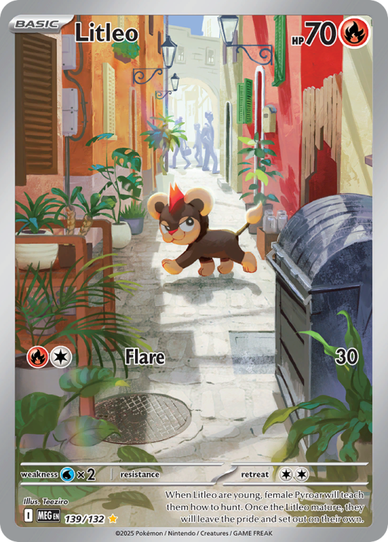 Pokémonkaart Litleo nummer 139/132 uit de set Mega Evolution