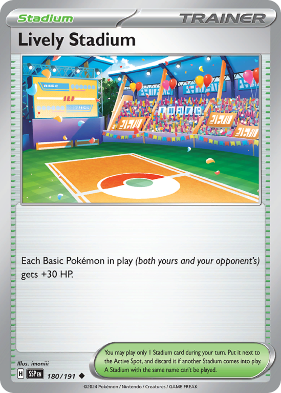Pokémonkaart Lively Stadium nummer 180/191 uit de set Surging Sparks (Scarlet & Violet)
