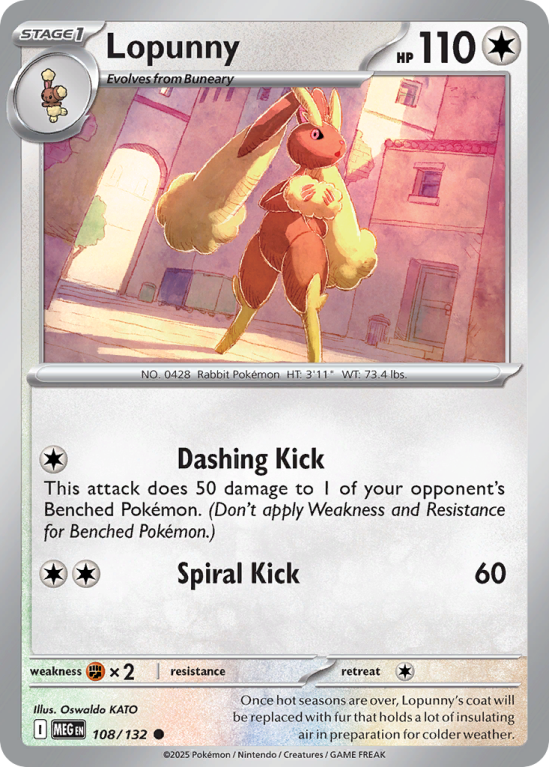 Pokémonkaart Lopunny nummer 108/132 uit de set Mega Evolution