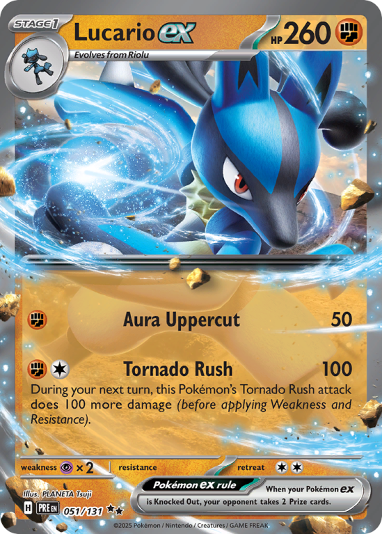 Pokémonkaart Lucario ex nummer 51/131 uit de set Prismatic Evolutions (Scarlet & Violet)