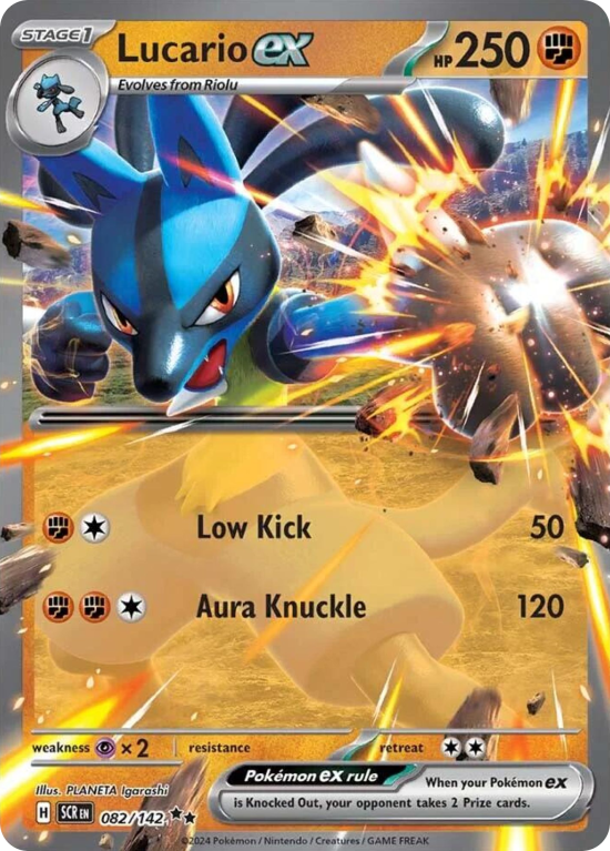 Pokémonkaart Lucario ex nummer 82/142 uit de set Stellar Crown (Scarlet & Violet)