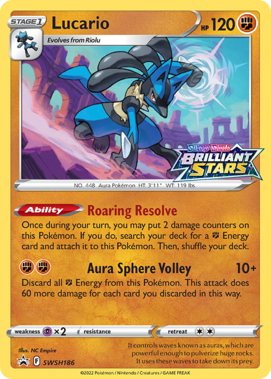 Pokémonkaart Lucario nummer SWSH186/103 uit de set SWSH Black Star Promos (Sword & Shield)