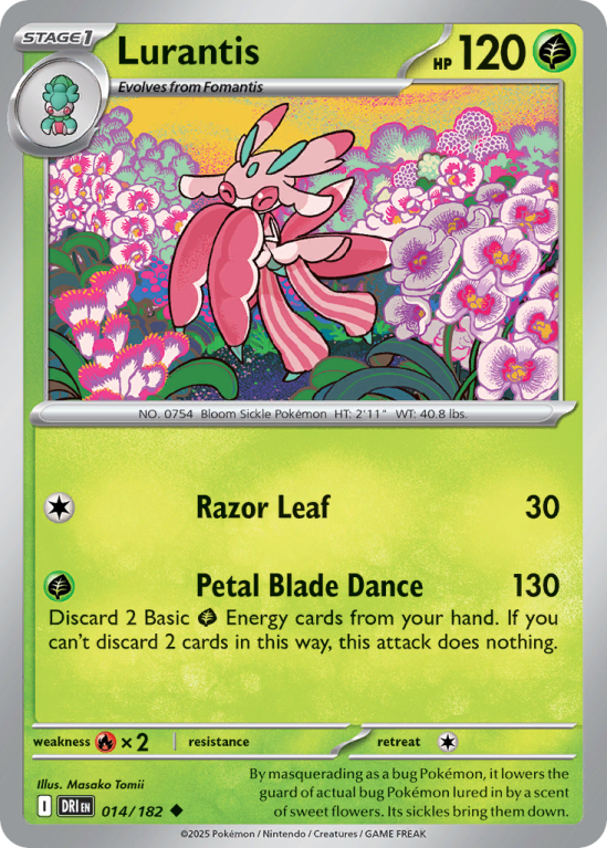Pokémonkaart Lurantis nummer 14/182 uit de set Destined Rivals (Scarlet & Violet)