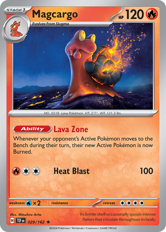 Pokémonkaart Magcargo nummer 29/162 uit de set Temporal Forces (Scarlet & Violet)