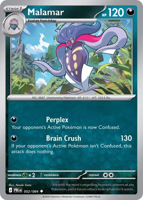 Pokémonkaart Malamar nummer 52/84 uit de set Pitch Black (Mega Evolution)