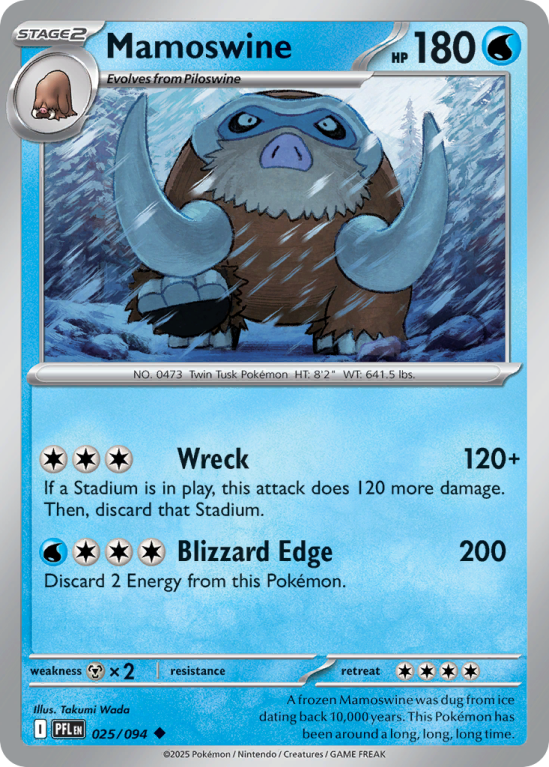 Pokémonkaart Mamoswine nummer 25/94 uit de set Phantasmal Flames (Mega Evolution)