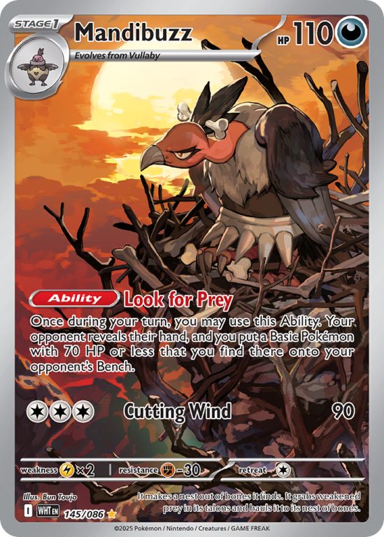 Pokémonkaart Mandibuzz nummer 145/86 uit de set White Flare (Scarlet & Violet)