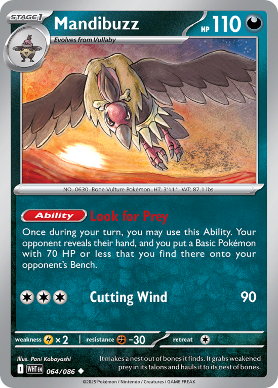 Pokémonkaart Mandibuzz nummer 64/86 uit de set White Flare (Scarlet & Violet)
