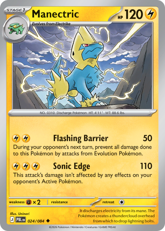 Pokémonkaart Manectric nummer 24/84 uit de set Pitch Black (Mega Evolution)