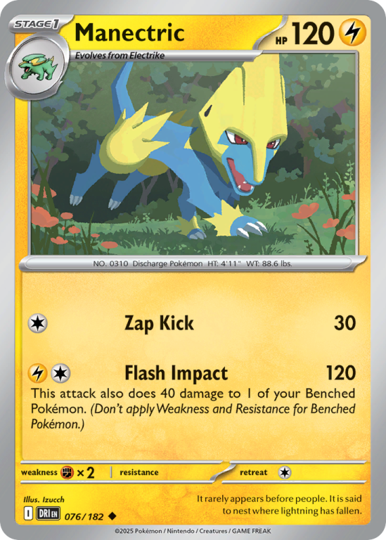 Pokémonkaart Manectric nummer 76/182 uit de set Destined Rivals (Scarlet & Violet)
