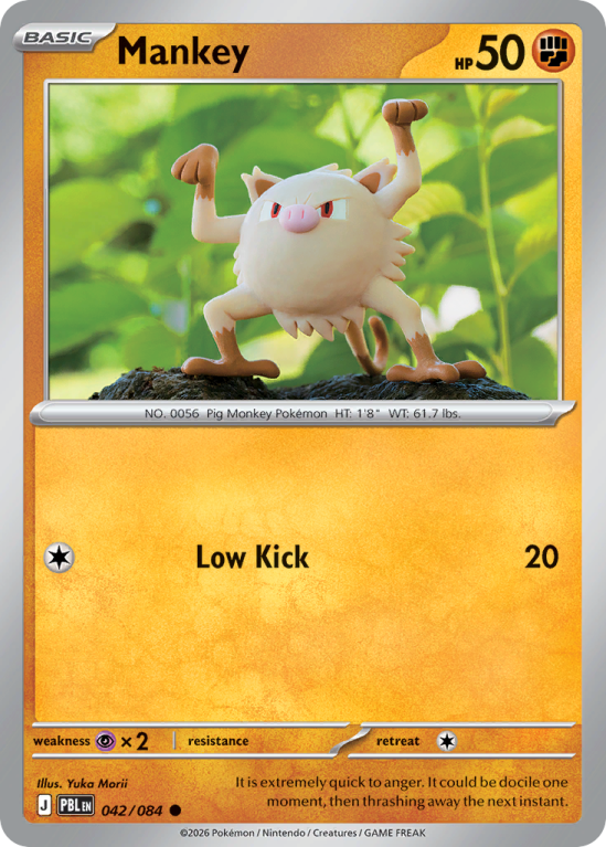 Pokémonkaart Mankey nummer 42/84 uit de set Pitch Black (Mega Evolution)