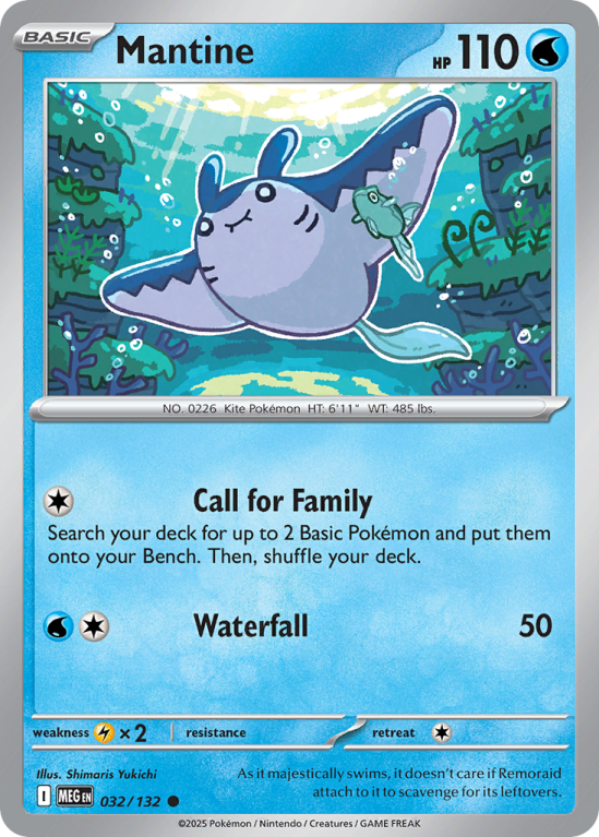 Pokémonkaart Mantine nummer 32/132 uit de set Mega Evolution