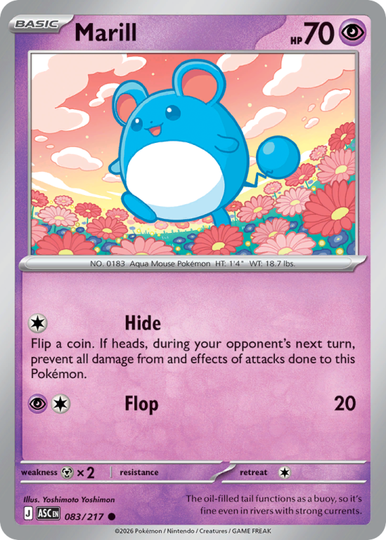 Pokémonkaart Marill nummer 83/217 uit de set Ascended Heroes (Mega Evolution)