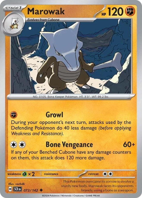 Pokémonkaart Marowak nummer 73/142 uit de set Stellar Crown (Scarlet & Violet)
