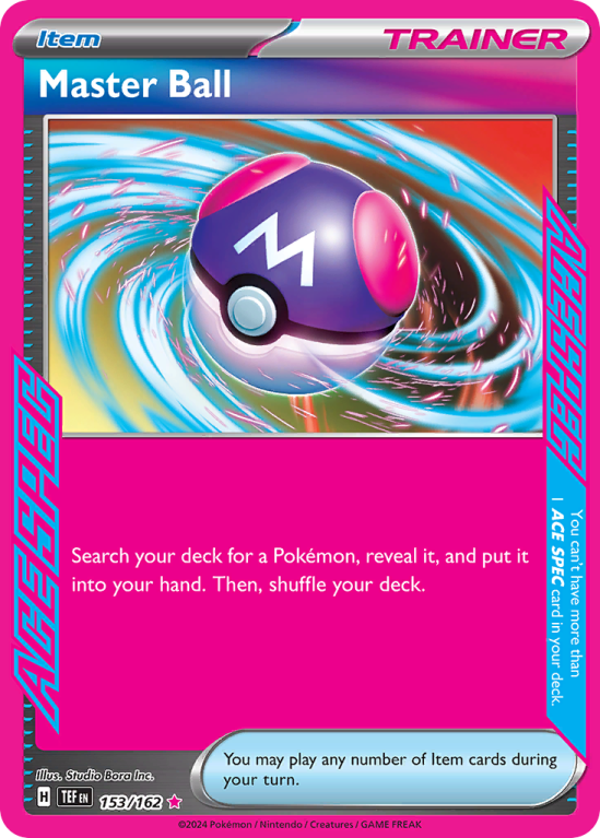 Pokémonkaart Master Ball nummer 153/162 uit de set Temporal Forces (Scarlet & Violet)