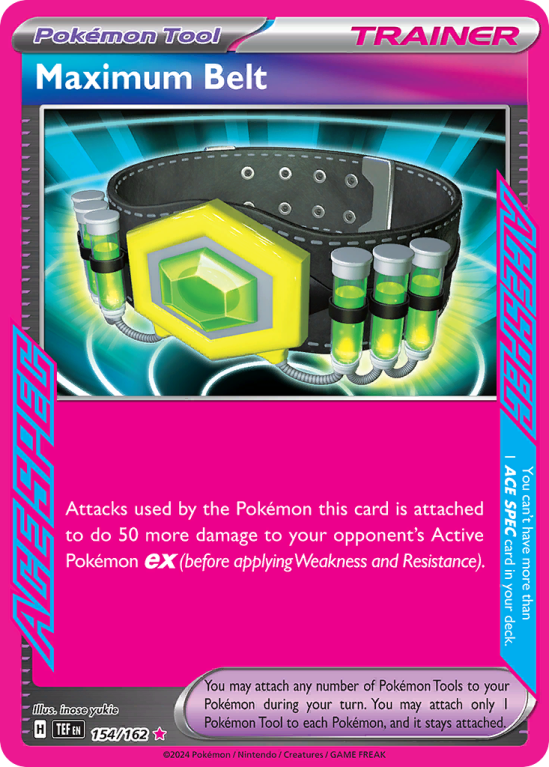 Pokémonkaart Maximum Belt nummer 154/162 uit de set Temporal Forces (Scarlet & Violet)