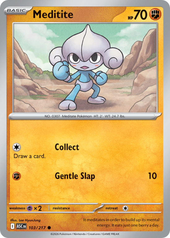 Pokémonkaart Meditite nummer 103/217 uit de set Ascended Heroes (Mega Evolution)