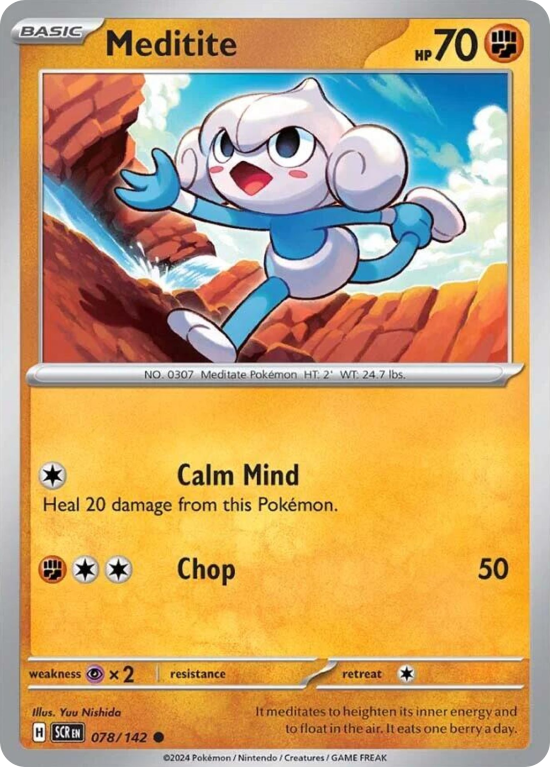 Pokémonkaart Meditite nummer 78/142 uit de set Stellar Crown (Scarlet & Violet)