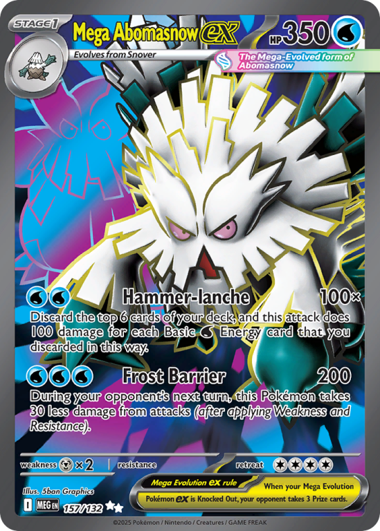 Pokémonkaart Mega Abomasnow ex nummer 157/132 uit de set Mega Evolution