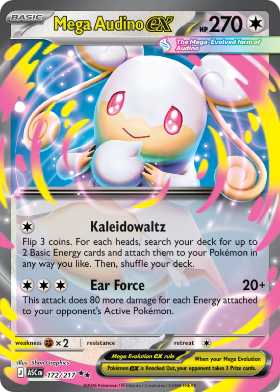Pokémonkaart Mega Audino ex nummer 172/217 uit de set Ascended Heroes (Mega Evolution)