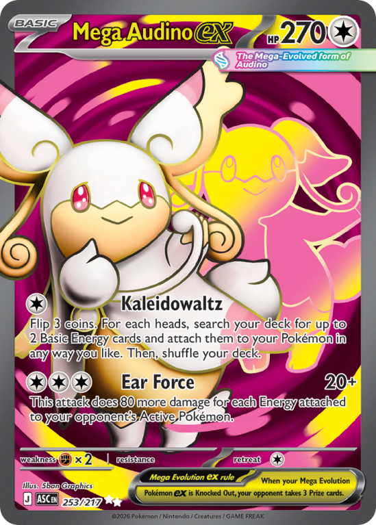 Pokémonkaart Mega Audino ex nummer 253/217 uit de set Ascended Heroes (Mega Evolution)