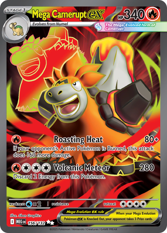 Pokémonkaart Mega Camerupt ex nummer 156/132 uit de set Mega Evolution