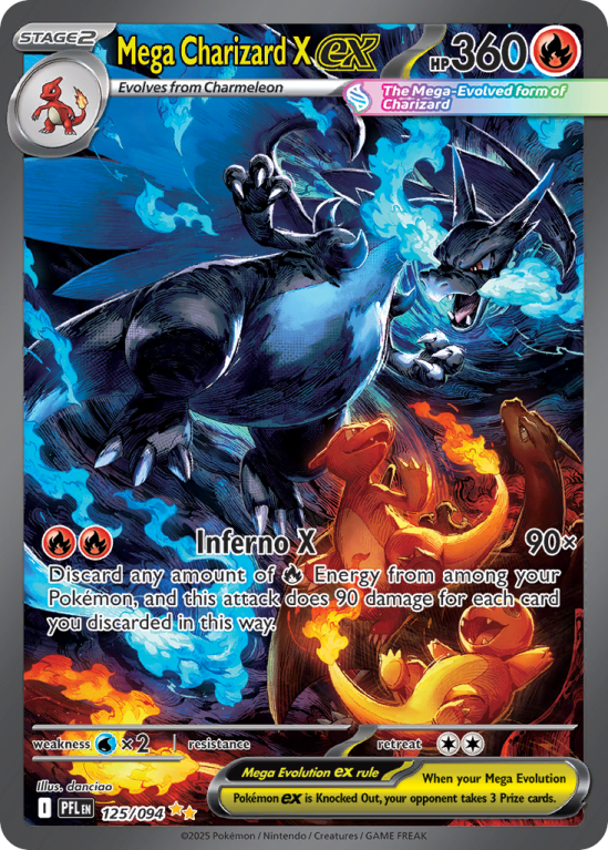 Pokémonkaart Mega Charizard X ex nummer 125/94 uit de set Phantasmal Flames (Mega Evolution)