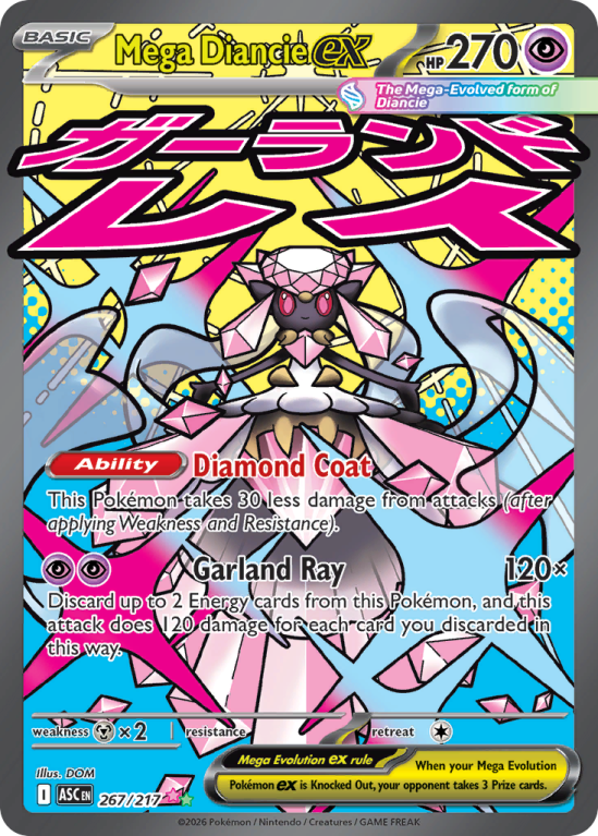 Pokémonkaart Mega Diancie ex nummer 267/217 uit de set Ascended Heroes (Mega Evolution)
