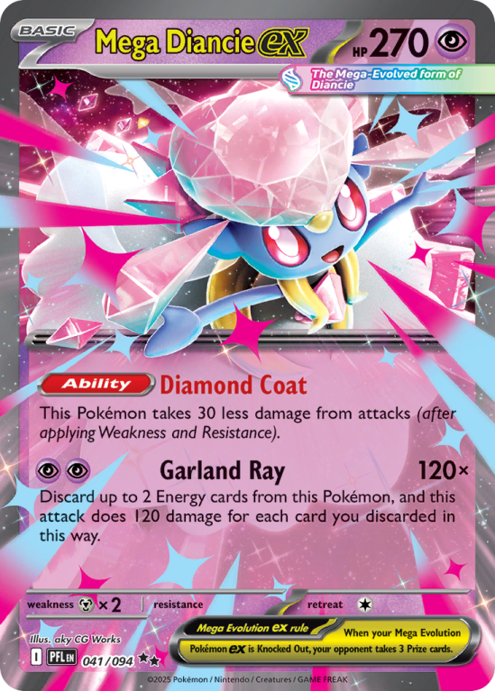 Pokémonkaart Mega Diancie ex nummer 41/94 uit de set Phantasmal Flames (Mega Evolution)