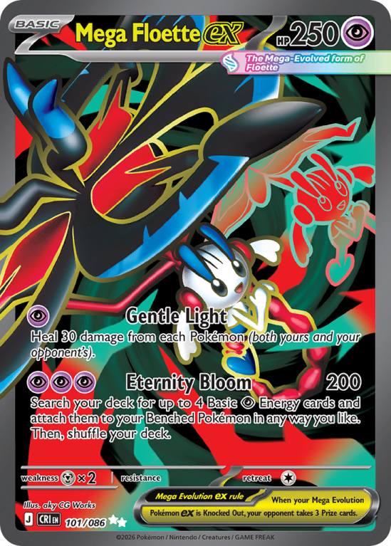 Pokémonkaart Mega Floette ex nummer 101/86 uit de set Chaos Rising (Mega Evolution)
