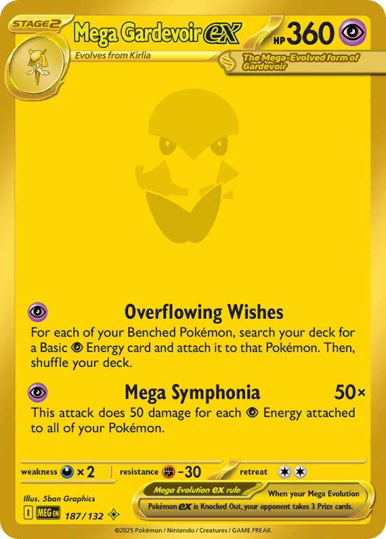 Pokémonkaart Mega Gardevoir ex nummer 187/132 uit de set Mega Evolution
