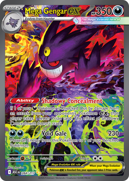 Pokémonkaart Mega Gengar ex nummer 284/217 uit de set Ascended Heroes (Mega Evolution)